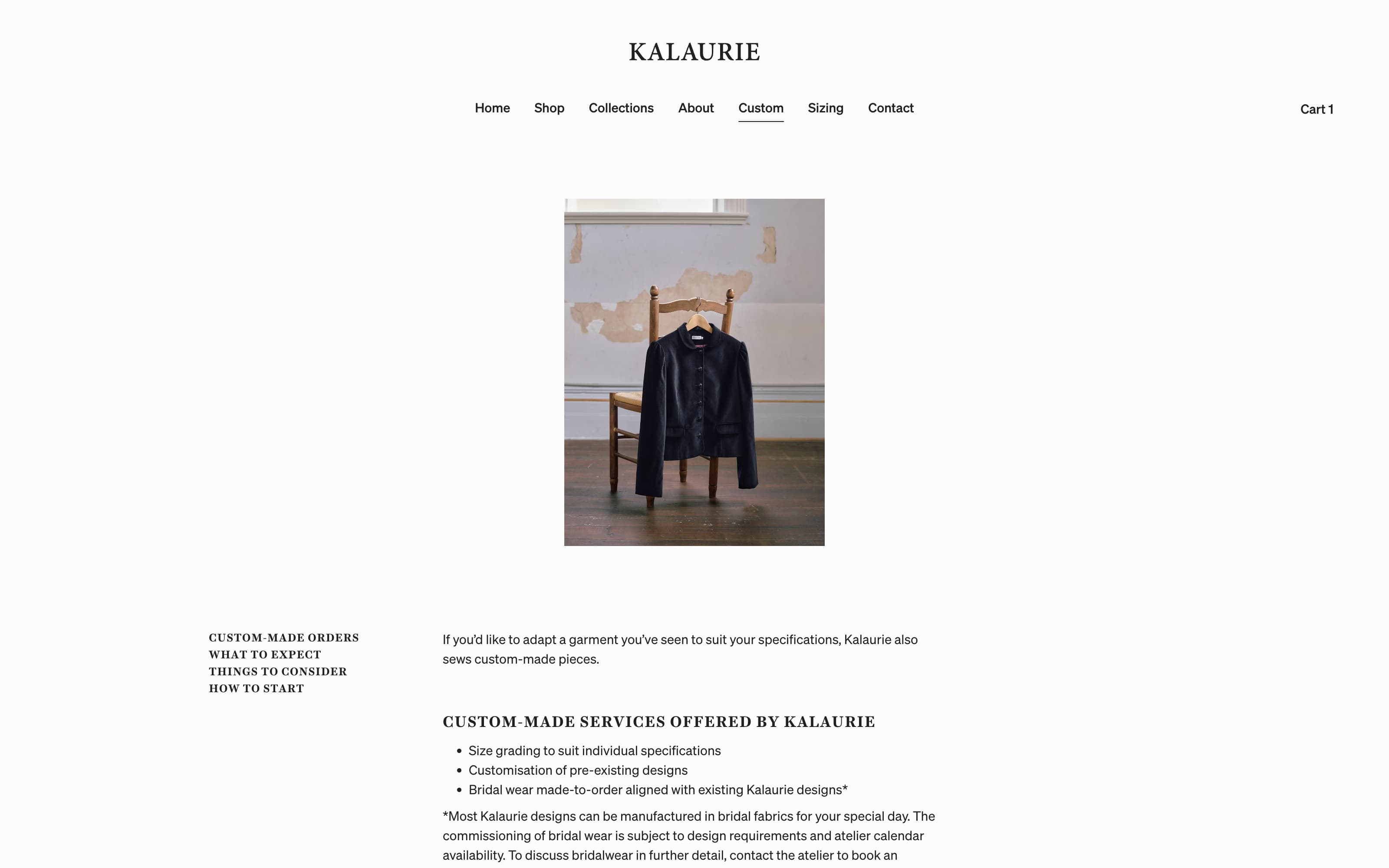 Kalaurie website custom page